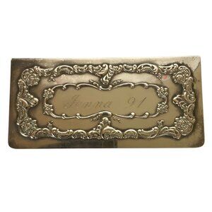 Vintage Wallace Silver-Plated Trinket Box Decorative Keepsake Engraved Jenna 91